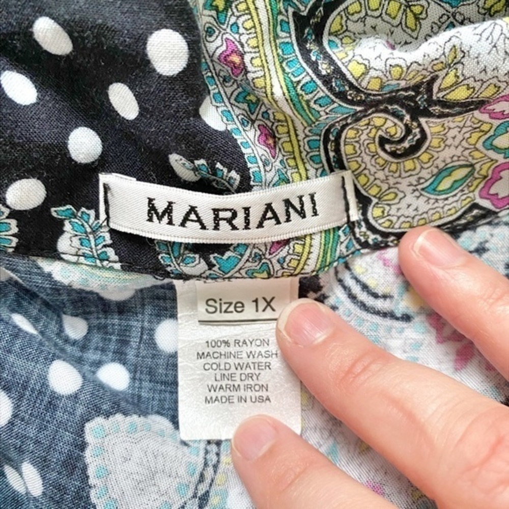 Mariani Vintage Paisley and Polka Dot Button Down Short Sleeve Shirt - Picture 3 of 6